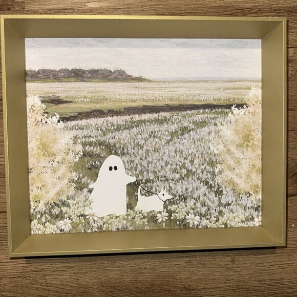 NEW Ghost Walking A Dog Wall Artt Halloween Decor - Picture 1 of 2